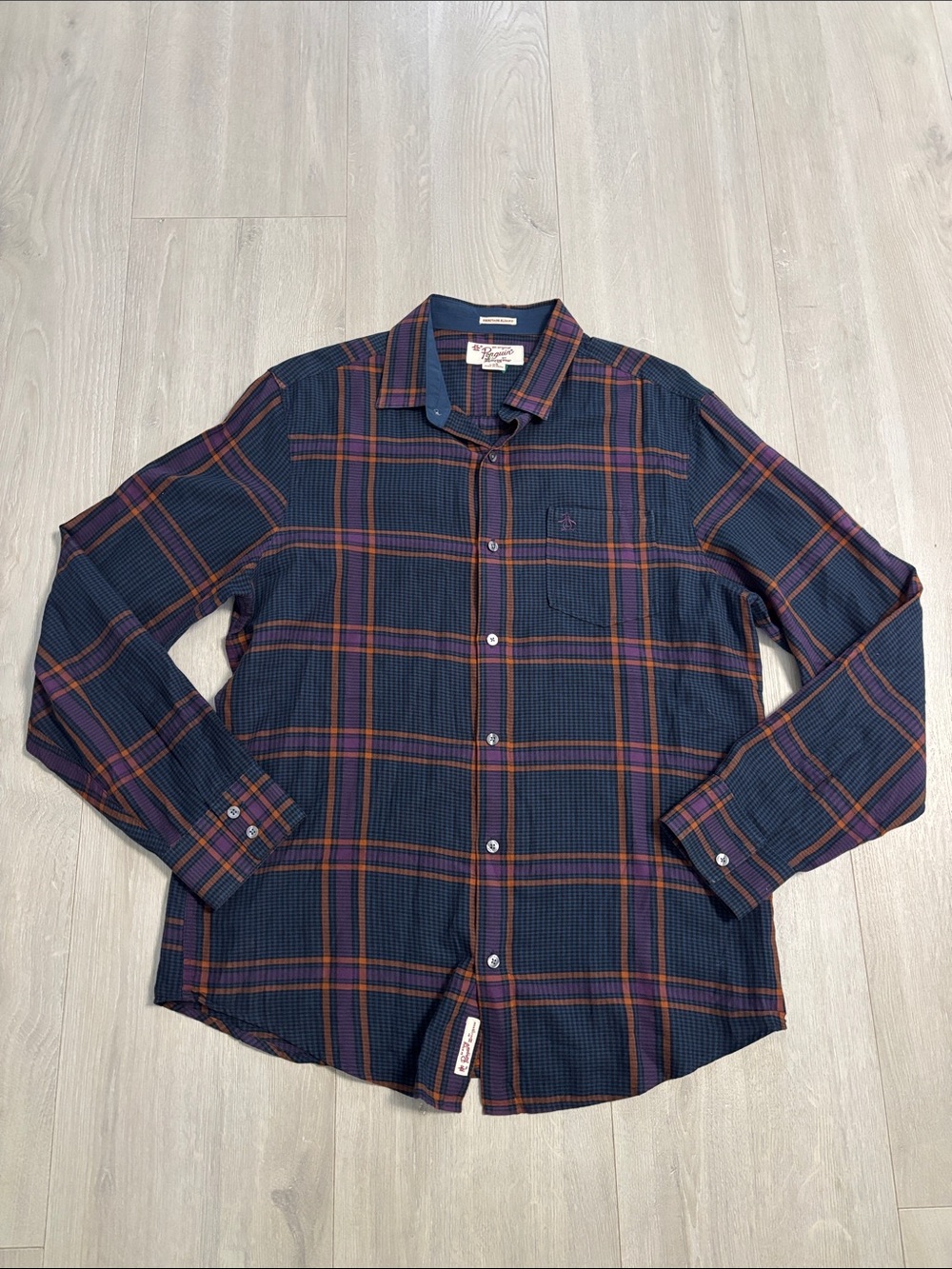 🔥BUNDLESALE Mens L Original Penguin Heritage Slim Fit Plaid Flannel Shirt